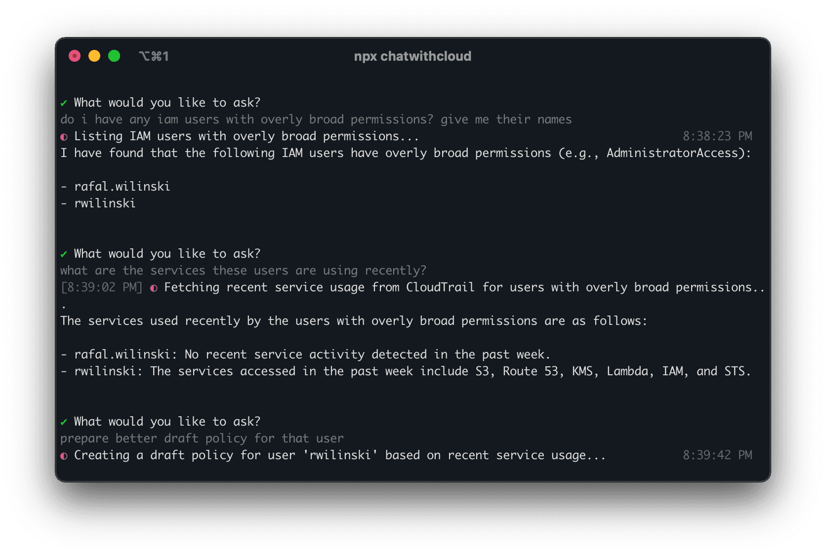 investigating IAM problems with ChatWithCloud