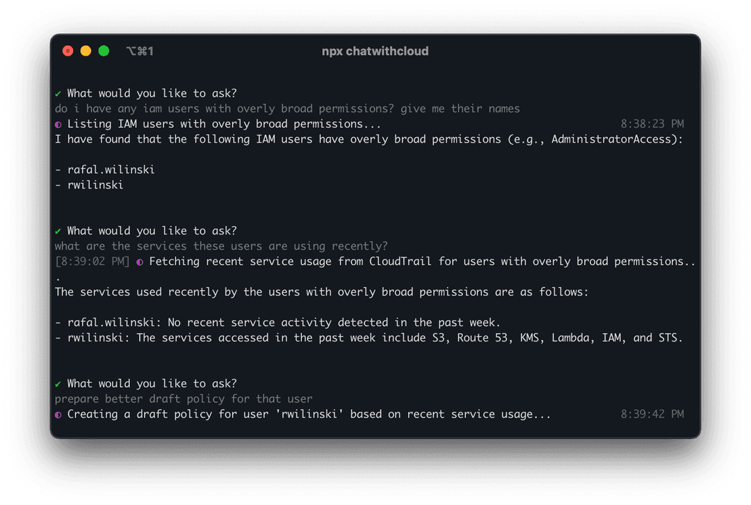 investigating IAM problems with ChatWithCloud